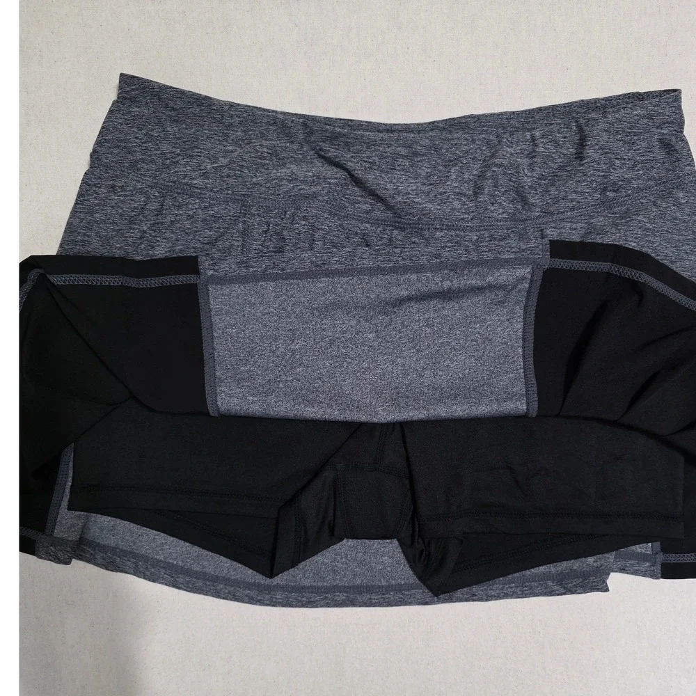 HEAD Womens Large Gray Heather Pleated Tennis Skort Athletic Skirt Zip Pocket